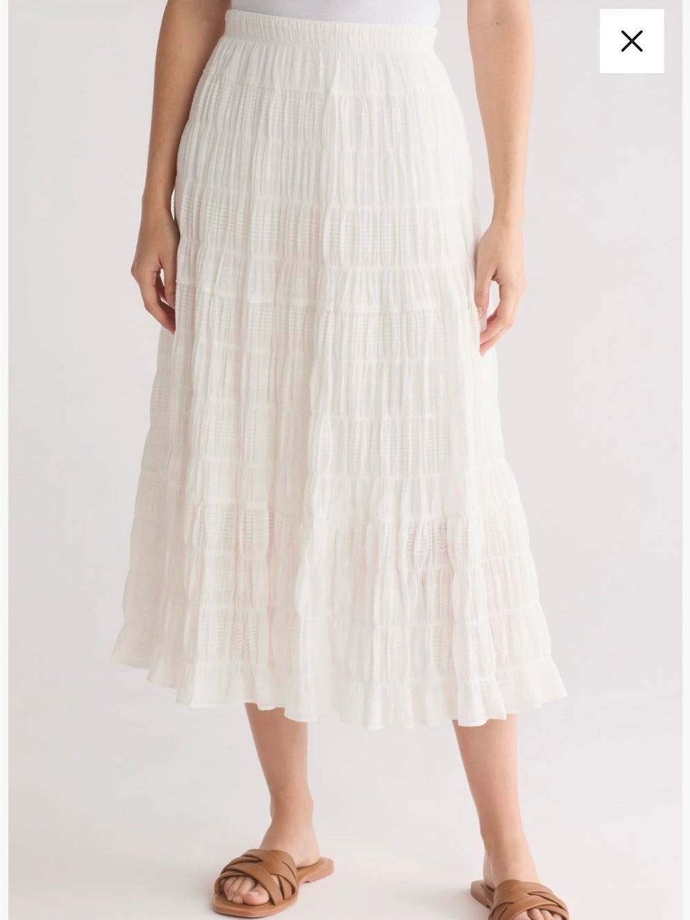 Max Studio Cream Textured Maxi Skirt